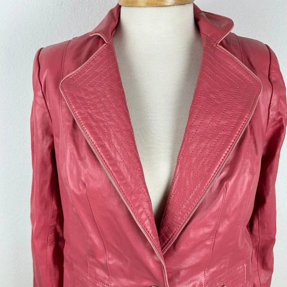 Bradley Bayou Pink Leather Blazer XS Regina George Mean Girls Elle Woods Costume - Picture 3 of 12